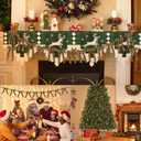 Christmas Velvet Bows Garland, 10ft Pre-Strung Christmas Garland Banner with 15 Bows, Indoor Vintage Elegant Velvet Ornaments Home Decor Decorations for Mantle Tree Party Wall Office, Khaki Brown/Tan