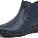 VJH confort Womens Ankle Boots, Comfort Round Toe Lightweight Wedge Chelsea Booties with Arch Support (8.5, Navy)