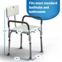 Medline Shower Chair Seat with Padded Armrests and Back | Heavy Duty for Bathtub | Slip Resistant with Adjustable Height | with 350 lb Capacity (White)