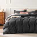 Bedsure 100% Washed Cotton Duvet Cover Oversized King - Charcoal Minimalist Bedding Set Linen Like - PureWoven Plain Simple & Soft Comforter Cover for All Seasons (Charcoal, Oversized King, 120"x98")