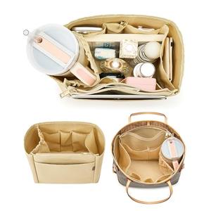Tote Bag Organizer Insert with Stanley Cup Holder and Zipper Bag, Compatible with Neverfull, Saint Louis and More, 9 Pockets (Beige, Large)
