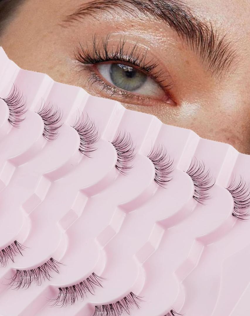 Half Lashes Natural Corner Eyelashes Wispy Natural Look Clear Band 3/4 Lashes Half-01