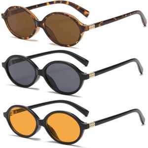 Retro Oval Sunglasses for Women Men Trendy Round Tortoise Sun Glasses 90s Vintage Shades