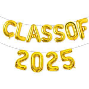 Class of 2025 Balloons Gold 16 Inch, Gold Class of 2025 Graduation Balloons Banner Sign for Prom 2025 Congrats Grad Graduation Party Decorations Class of 2025 Balloons Gold 16 Inch, Gold Class of 2025 Graduation Balloons Banner Sign for Prom 2025 Congrats Grad Graduation Party Decorations