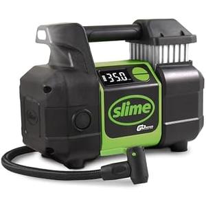 Slime 40086 Tire Inflator, Cordless, Pro Power, Portable Air Compressor Pump, Auto Shut-Off, Lithium Ion Battery and LED Light, Rechargeable, 3 min inflation