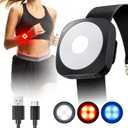 WSDCAM Running Lights with 130dB Loud Safety Alarm for Runners, USB-C LED Safety Light for Night Walking, Jogging, Dog Walking, Cycling, Clip On Reflective Running Gear with 3 Adjustable Straps(Black)