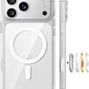 TORRAS Stronger Magnetic Shockproof for iPhone 17 Pro Case, Compatible with MagSafe, Military-Grade Drop Protection, Camera Control, DIY Button, Slim Clear Phone Case for iPhone 17 Pro, Clear