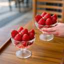 Set of 12 Ice Cream Bowl Set, 8 Ounce Plastic Dessert Bowls, Clear Footed Dessert Cups, Ice Cream Cups Bowls for Sundae, Milkshakes, Parfait, Pudding, Fruit