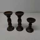 Farmhouse Wooden Candle Holders for Pillar Candles Set of 3, Rustic Wood Candle Holder Table Centerpiece Decor, 12'' 9'' 6'' Vintage Tall Candle Stand Decorative, Dark Brown