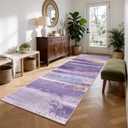 Washable Runner Rug for Hallway Kitchen: 2x6 Modern Abstract Throw Rugs with Rubber Backing for Entryway, Soft Long Non-Slip Area Rug for Bedroom Home Decor Aesthetic, Purple