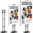 Poster Stand, Adjustable Height Up to 75", Double-Sided Heavy Duty Pedestal Sign Holder, Floor Standing Sign Holder Banner Stand with Shock-absorbing Base for Display, for Board and Foam, Black