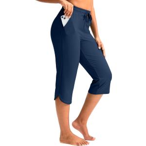 Pudolla Women's Swim Capris 18" Quick Dry UPF50+ Swimsuit Pants Long Board Shorts for Women with Pockets XL