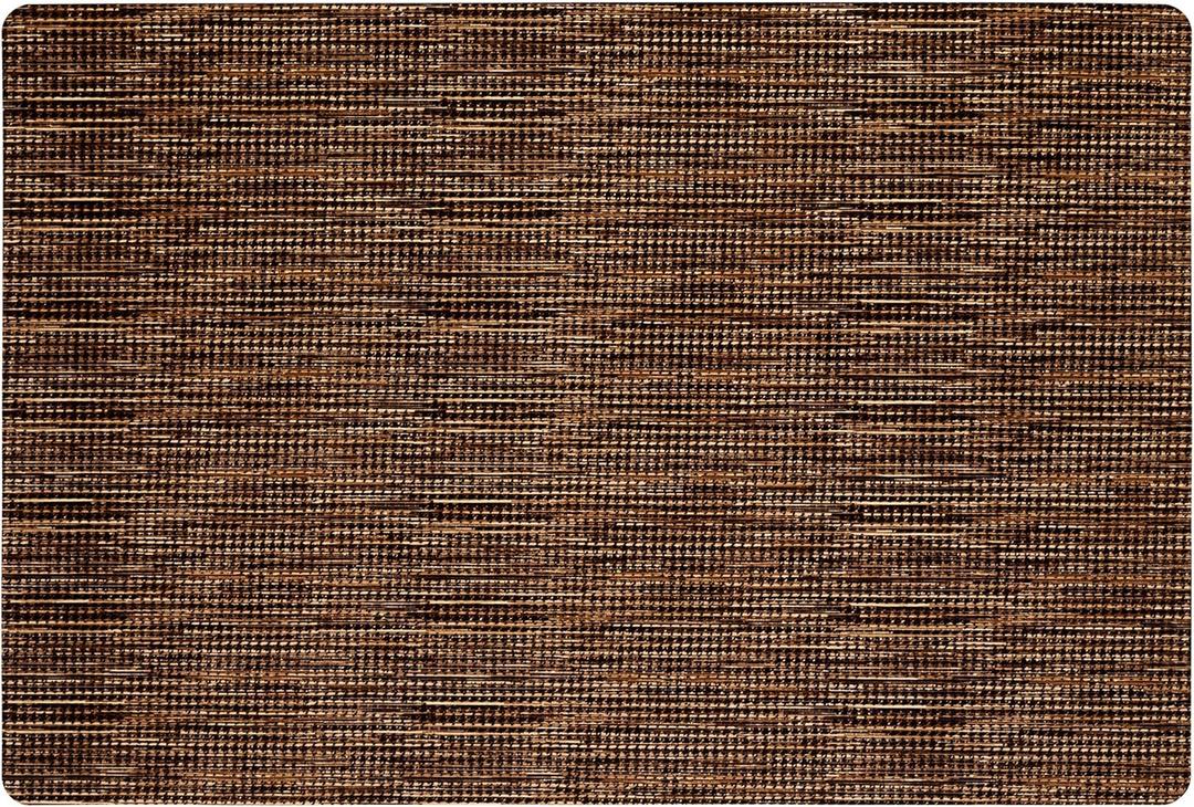 Town & Country Basics Smooth Step Houndstooth Low Profile Utility Kitchen Mat, Machine Washable, with Non-Slip Backing, Brown/Beige, 24"x35"