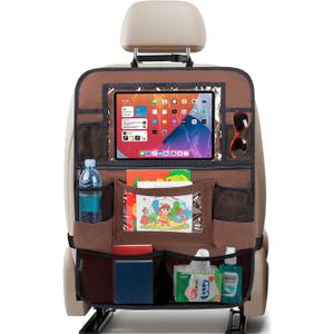 BALEINE Backseat Car Organizer, Back Seat Car Organizers and Storage, Kick Mats Back Seat Protector, Travel Accessories for Most Automotive (1 Pack, Mocha)
