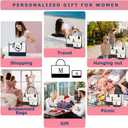 Monogrammed Canvas Tote Bag with Zipper Pockets - Ideal Gift for Mom, Teacher, Sister