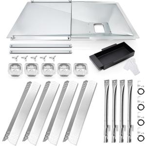 Hiorucet Grill Replacement Parts for Nexgrill 4 Burner 720-0830H, 720-0783E, 720-0830A, 720-0783H, Grease Tray with Catch Pan, Heat Plates, Burner Tubes and Igniters for Nexgrill Replacement Parts