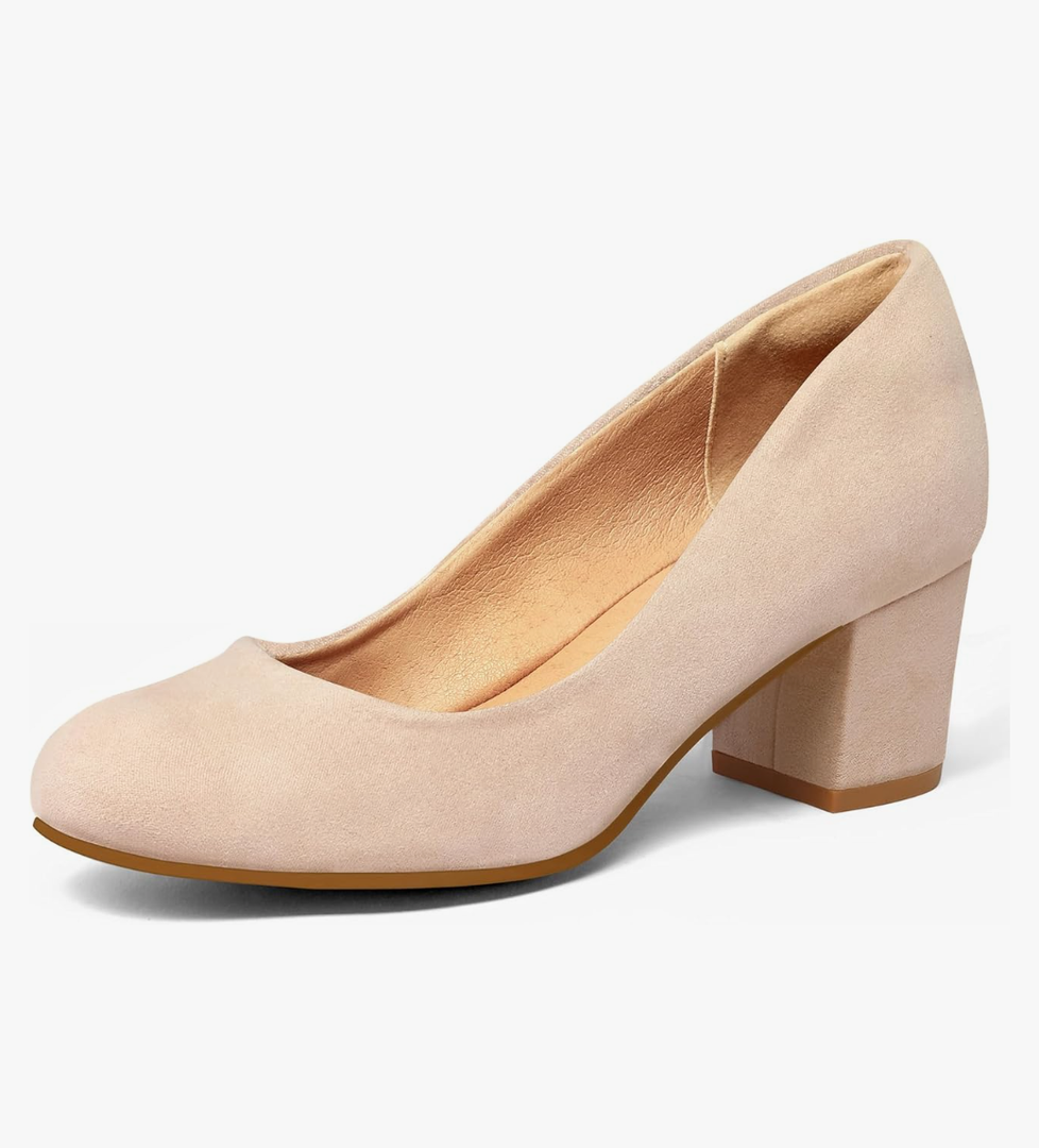 Women's Pumps Low Chunky Block Heel Round Toe Comfortable Dress Shoes, 9.5W