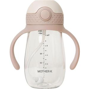 MOTHER-K Sippy Cup with Weighted Straw with Handle, Drink from Any Angle for Babies & Toddlers, 8 oz (Pink)