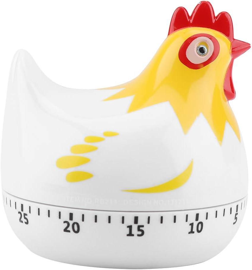Cute Timers 60 Minutes Loud Alarm Manual Timer Chicken Cartoon Kitchen Cooking Timer Clock for Cooking Baking (White)