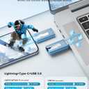 MFi Certified 256GB Flash Drive for iPhone iPad, Photo Stick for External Memory Storage, Easily Back Up and Save Photos Videos, 4 in 1 USB Memory Stick Thumb Drive for iPhone/iPad/Android/PC (Blue)