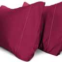 LuxClub Collection Pillowcases 2 Pack - Eco Friendly Wrinkle Free Cooling Pillow Cases with Satin Trim - Machine Washable Hotel Bedding Silky Soft - Burgundy King 36 x 20
