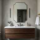 ANDY STAR Brushed Bronze Bathroom Mirror, 24x36 Inch Scalloped Mirror for Bathroom, Antique Bronze Rectangular Mirror with Premium Stainless Steel Metal Frame, Thin Frame Deep 1"