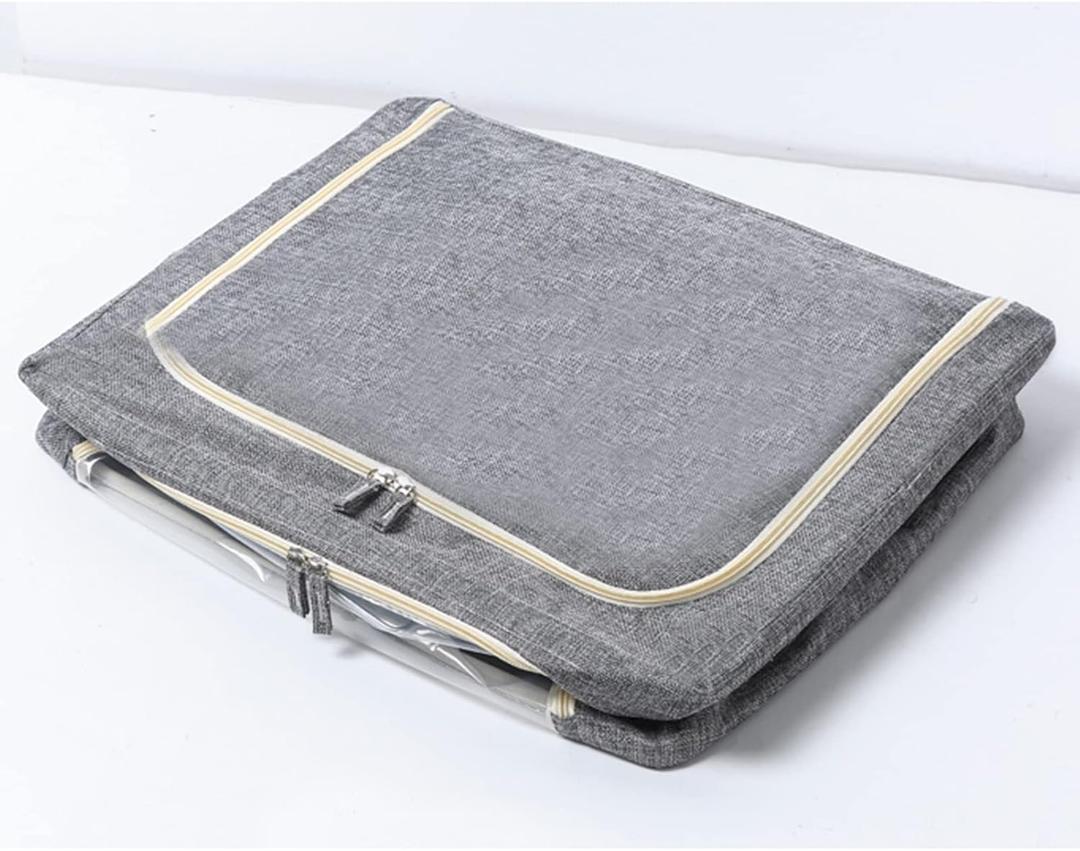 Storage Bag with Steel Frame, Clothes Storage Containers, Double Opening Closet Organizer Storage Box, Clothes Storage bin, Clear Window, Large Capacity, Foldable