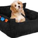 URPOWER Dog Car Seat for Small Medium Dogs, Pet Booster Car Seat for Dogs Under 35lbs, Washable Pet Car Seat with 2 Storage Pockets and Clip-On Leash, Dog Car Bed for Front & Back Seat(Black)