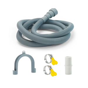 4.9 Feet Universal Washing Machine Drain Hose Flexible Dishwasher Drain Hose Extension Kits Corrugated Washer Hose w/ 1 Adapter 2 Hose Clamps 1 U-Bend Hose Holder