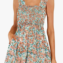 DEEP SELF Women Summer Sleeveless Romper Square Collar Ruffle Straps Flowy Short Jumpsuit with Pockets, Medium