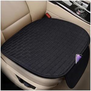 Mandark Car Front Bottom Seat Cover, 2PCS Anti Slip Comfortable Vehicle Front Cushion Protector with Storage Pocket, Breathable Linen Frontseat Pad Mat, Universal Automotive Accessories (Black)