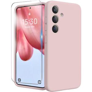 Designed for Samsung S24 Case 6.2 inch, Liquid Silicone Case with Camera Protection with Microfiber Lining Shockproof Phone Case Cover for Galaxy S24 (2024), Pink Sand