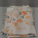 MYSKY HOME Floral Boho Linen Curtains 84 inch Long 2 Panels Set Farmhouse Vintage Orange Printed Semi Sheer Light Filtering Spring Window Drapes With Tassels Back Tab for Living Room Bedroom, W50 inch