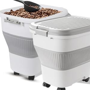 Nxizoli 35 Lbs Dog Food Storage Container 2PCS, Collapsible Dog Food Container with Scoop for Pet/Dog/Cat/Bird Food,Keep Dry Food Fresh,Easy to Move