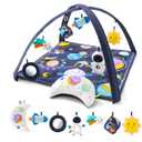 The Peanutshell Unisex Baby Play Gym & 7-in-1 Play Mat - Playmat Baby Toys 0-6, 6-12 Months Tummy Time Mat with Hanging Toys, Soft Padded Mat for Newborns, Infants - Space