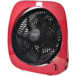 COOL WORKS 10-Inch Table Fan with 3 Speeds, 180° Adjustable Head & Tilt – Quiet Desk Fan for Home, Bedroom, or Office, Red