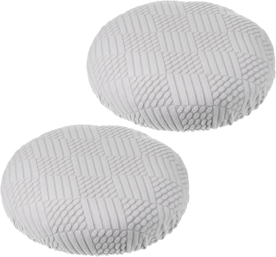 PATIKIL Stool Covers Round, 2 Pcs Elastic Bar Stool Covers Washable Stool Cushion Slipcover Stretchy Bar Chair Seat Cover for 11-14 Inch Chair, Grey