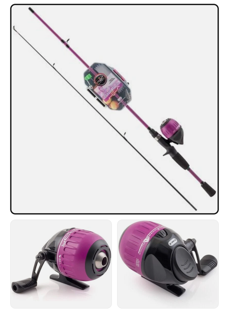 Reel and 2-Piece Fishing Rod Combo - READY 2 FISH R2F4 JUST ADD BAIT PURPLE SC