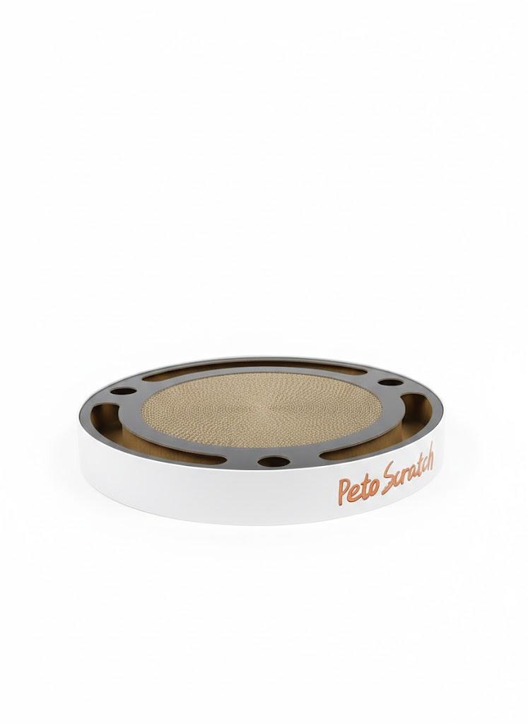 2 in 1 Cat Scratcher, Round Cat Scratching Board with Bell Balls, Cardboard Scratch Pad Bed Toy for Indoor Cats (33×33×5 cm)