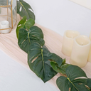 2 Pcs Light Green Artificial Monstera Leaf Garland Plant, Tropical Vine, Flexible Faux Hanging Jungle Safari Greenery 6ft