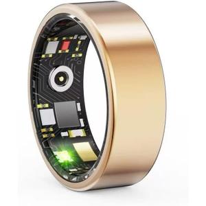 Smart Ring for Women Men, Sleep Tracker with Heart Rate,Blood Oxygen,Fitness Ring for Activity Monitoring, No Subscription, Step Tracker Ring for iOS&Android (Gold, #8)