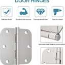 18 Pack Satin Nickel Door Hinges 3.5 inch Brushed Nickel Hinges Rounded 5/8" Radius Corners Bedroom Residential Standard Indoor Door Hardware Hinge