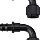 EVIL ENERGY 6AN 90 Degree Push Lock Hose Fitting End Black 2PCS