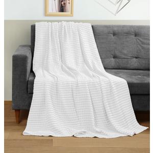 Utopia Bedding White 100% Cotton Waffle Blanket 300 GSM [Throw - 60x50 Inch] Soft Lightweight Breathable Bed Blanket for All Season
