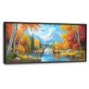 Farmhouse Autumn Living Room Large Wall Art Deer Mountain Framed Canvas Wall Decor Fall Birch Tree Pictures Print Painting Modern Home Decor Extra Large Artwork for Bedroom Bathroom Kitchen 30"x60"
