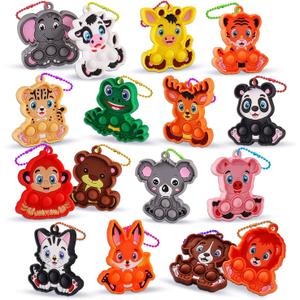 Kids Party Favors 16PCS Animal Sensory Toys, Mini Pop Fidget Toys Keychain, Goodie Bag Stuffers, Birthday Gifts, Small Prizes for Kids, Classroom Rewards