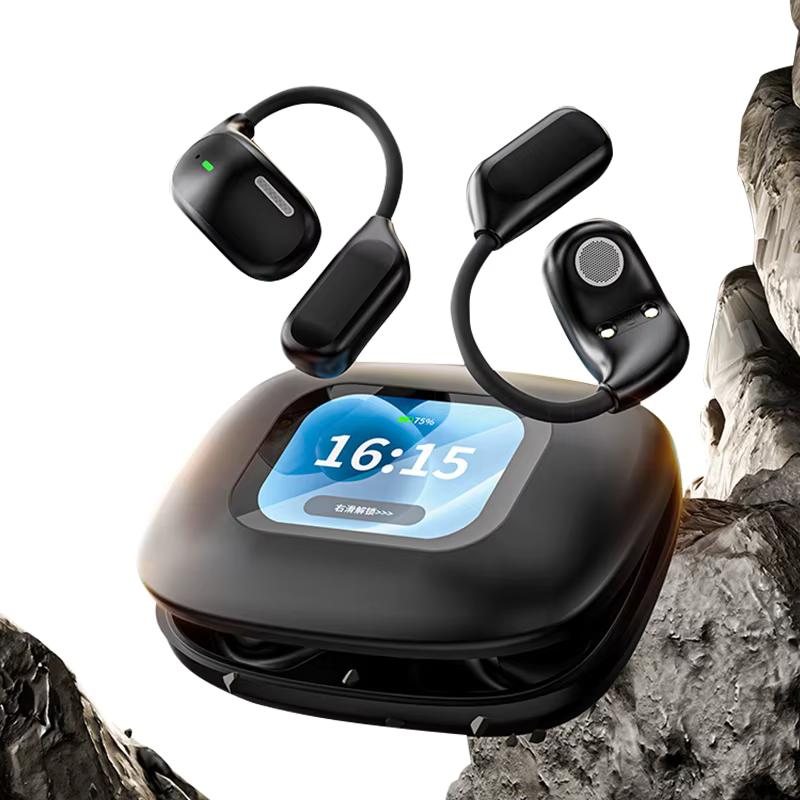OWS LX-80 Touchable LED Full-Color Smart Screen Earphones Air Conduction Ear-Hook Sports Earbuds with Panoramic Sound Effects