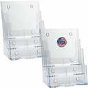 Azar Displays 252378-2PK Brochure Holder 8.5"x11", Acrylic Desk Organizer, Three Tier Document, Magazine & Sign Holder, Wall Mount Desk Accessories (2-Pack)