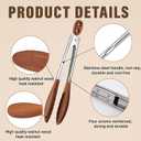 Wooden Tongs Set Of 3 (7", 9", 12"), Stainless Steel BBQ Tongs For Cooking, Frying, Grilling And Salad, Heat Resistant, Non-Slip, Heavy Duty