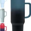 50 oz Tumbler with Handle, Insulated Tumblers with Lid and Straw, Large Metal Sports Water Bottle Jug, Thermal Stainless Steel Travel Coffee Mug Cup, Indigo Black (50 Ounces, .Black Blue)